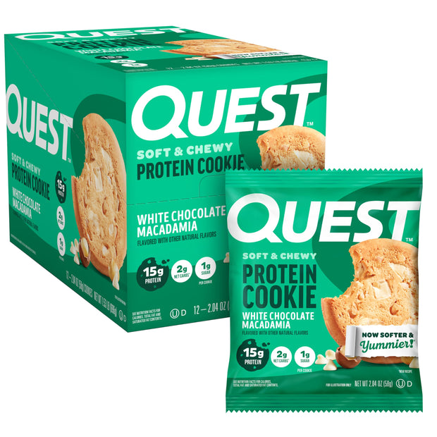 Quest Nutrition Chocolate Chip Protein Cookie, 15g Protein, 1g Sugar, 2g Net Carbs, Keto Friendly, High Protein, Low Carb; 12 Count