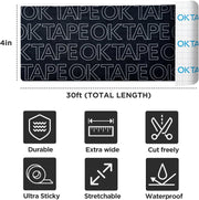 OK TAPE Turf Tape Football, Extra Wide Kinesiology Tape, Protects Arm from Turf Burn, Waterproof, Flexible, Super Sticky, White Athletic Tape (4 Inch x 30 Feet)