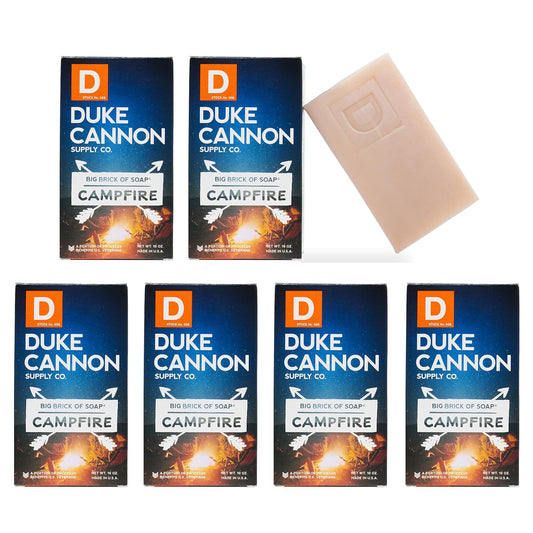 Duke Cannon Big Brick of Soap, Campfire - Triple Milled Bar, Smoky Hickory Scent, American-Made, Large Size, 10 oz. (6 Pack)