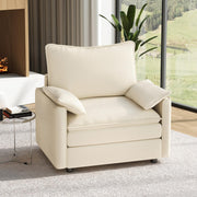 Vesgantti 108" Modular Sectional Sofa, Comfy Cloud Couch with Movable Ottoman Deep Seat Chenille L Shaped Modular Sofa, Sectional Couches for Living Room, Bedroom and Apartment, Beige