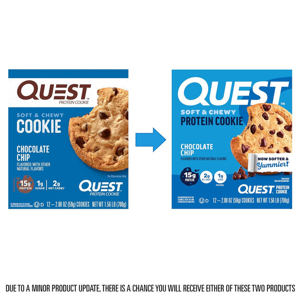 Quest Nutrition Chocolate Chip Protein Cookie, 15g Protein, 1g Sugar, 2g Net Carbs, Keto Friendly, High Protein, Low Carb; 4 Count