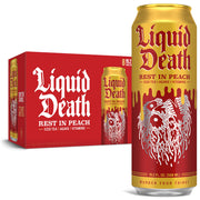 Liquid Death, Rest in Peach Iced Tea, 12-Pack (12 oz Cans), Peach Flavored Back Tea, Low Calorie, No Artificial Sweeteners, B12 & B6 Vitamins