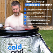 The Cold Pod Insulated Cold Plunge Tub Bundle - 85Gal Ice Bath Round Tubs with Energy Saving Multi-Layer Cover - Chiller Compatible&Silver Reflective