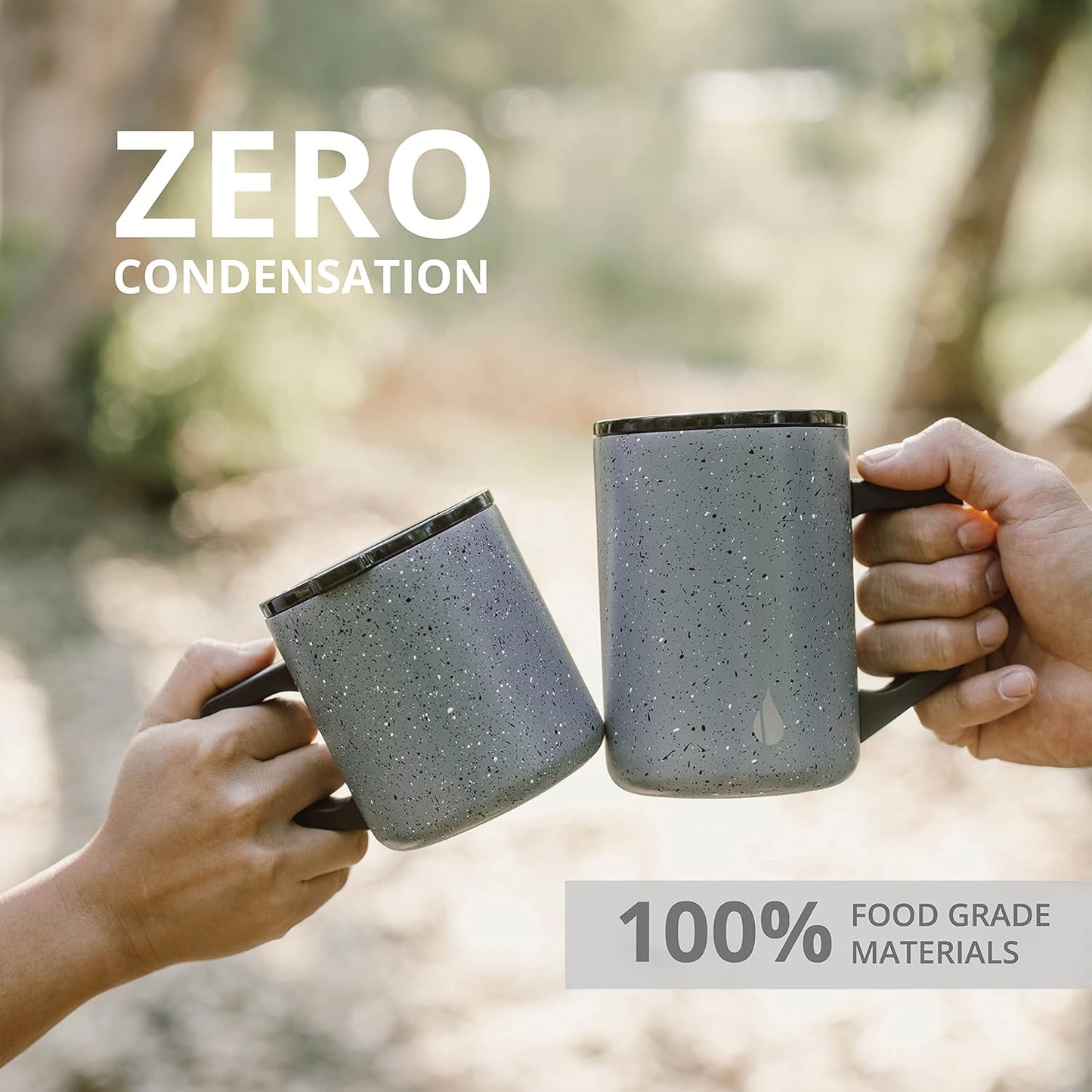 Elemental Insulated Coffee Mug - Triple-Wall Stainless Steel Summit Travel Cup for Hot and Cold Drinks - Thermal Coffee Mug with Lid and Handle for Camping, Office & Travel 12oz - Grey Speckle