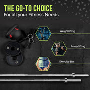 Olympic Training Barbell (6FT) (15 Pound Weight) (300 LBS Capacity), Home Gym Fitness Equipment, Strength Training Workout Bar, Weight bar for Squats, Deadlift, Weightlifting, Bench Press