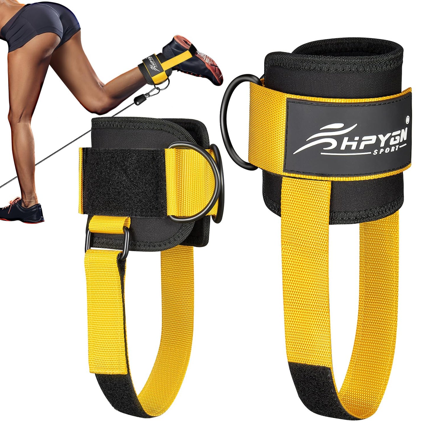 Ankle Strap for Cable Machine, Padded Ankle Straps for Cable Machine Kickbacks, Glute Workouts, Leg Extensions, Curls, Booty Hip Abductors Exercise, Adjustable Comfort Ankle Cuff for Gym