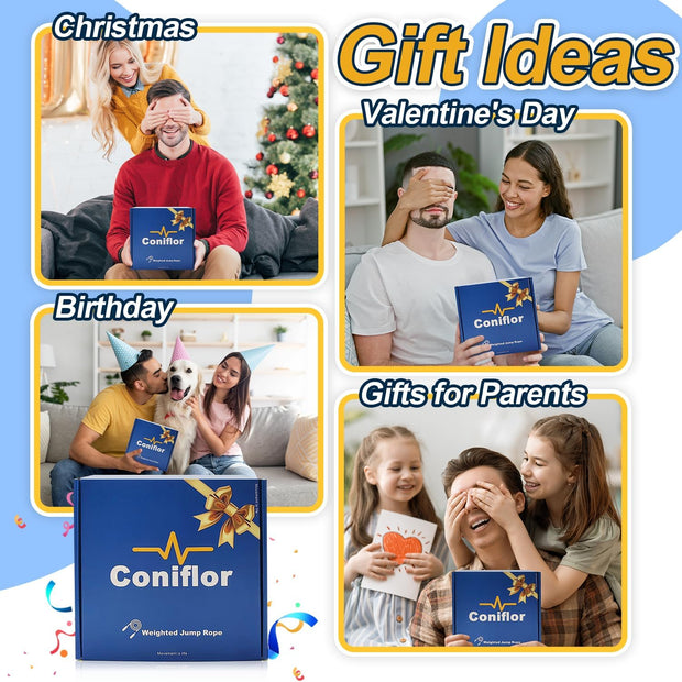 Weighted Jump Rope, 1LB Tangle-Free Ball Bearing Rapid Speed Skipping Rope for Men Women, Adjustable 9mm Cotton & PVC Rope with Alum Handle for Boxing MMA Weight-Loss Athletic Workout Fitness