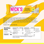 Nick’s Chocolate Caramel Protein Bars – 12-Count Box | High Protein, Low Calories, Low Carbs, Keto Friendly, No Added Sugar