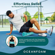 Oceanfoam Tidal Roller - Black - Muscle Massage Foam Roller for Back Pain & Stretching - Firm and Ergonomic Wide Wave Textured - Yoga, Athletics, & Wellness - Full Size, 20" x 5"