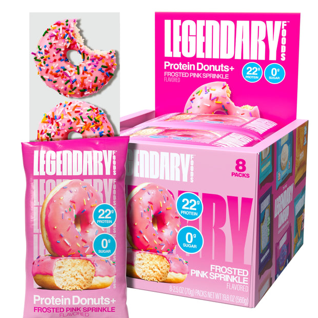Legendary Foods 22gr Protein Donuts - Glazed Vanilla 8x (2 Donuts per Pack), High Protein, Zero Sugar, Gluten Free and Low Carb, Keto Friendly Snack, Healthy Donut for GLP-1, Diabetic, Bariatric Diets