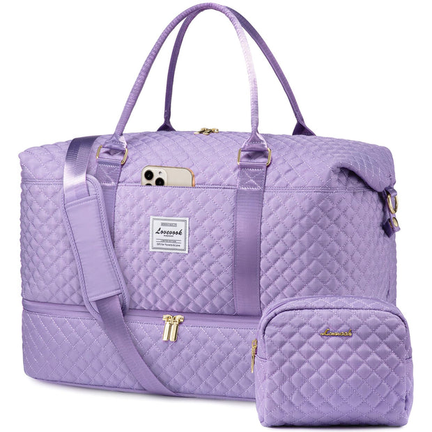 LOVEVOOK Travel Duffle Bag,Weekender Bags for Women with Shoe Compartment，Carry on Overnight Bag with Toiletry Bag,Gym Duffel Bag with Wet Pocket, Hospital Bags for Labor and Delivery