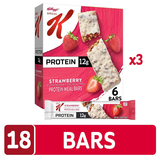 Kellogg's Special K Protein Meal Bars, 12g Protein, Meal Replacement, Strawberry (3 Boxes)