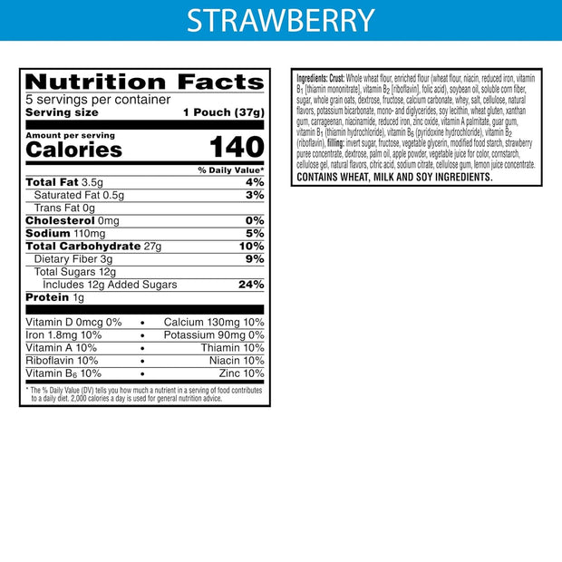 Nutri-Grain Bites Mini Breakfast Bars, Made with Real Fruit and Whole Grains, Kids Lunch Snacks, Strawberry, 32.5oz Case (5 Boxes)