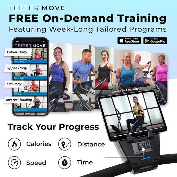 Teeter FreeStep Recumbent Cross Trainer Stepper, Zero-Impact Exercise Bike Alternative w/Patented Physical Therapy Stride, Up to 350lb, Free App w/Trainer Workouts