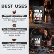 Wild Foods Organic Cocoa Powder | Single Origin Unsweetened Keto Chocolate Powder for Cooking & Baking | 100% Natural Cacao Beans | Sugar Free Non Dutch Raw Superfood | 12 oz