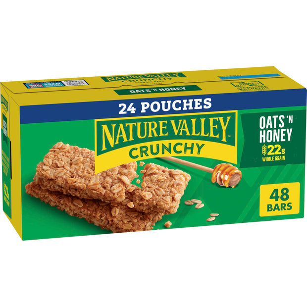 Nature Valley Crunchy Oats 'n Honey Granola Bars, 60 Bars, 44.7 OZ (30 Pouches)