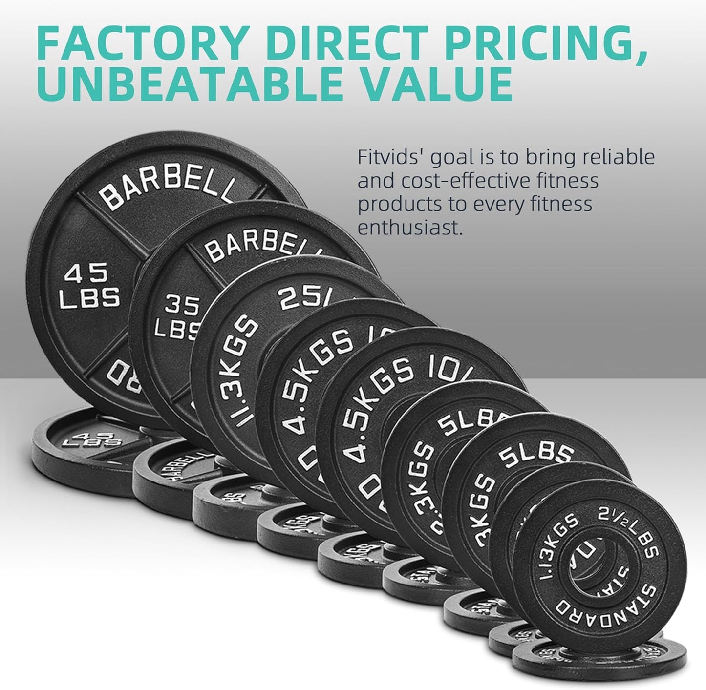 Olympic 2-Inch Cast Iron Barbell Set, 5FT/7FT Olympic Barbell with 85LB-255LB Weight Plates, Multiple Packages