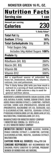 Monster Energy Drink, Green, Original, 16 Ounce (Pack of 12)