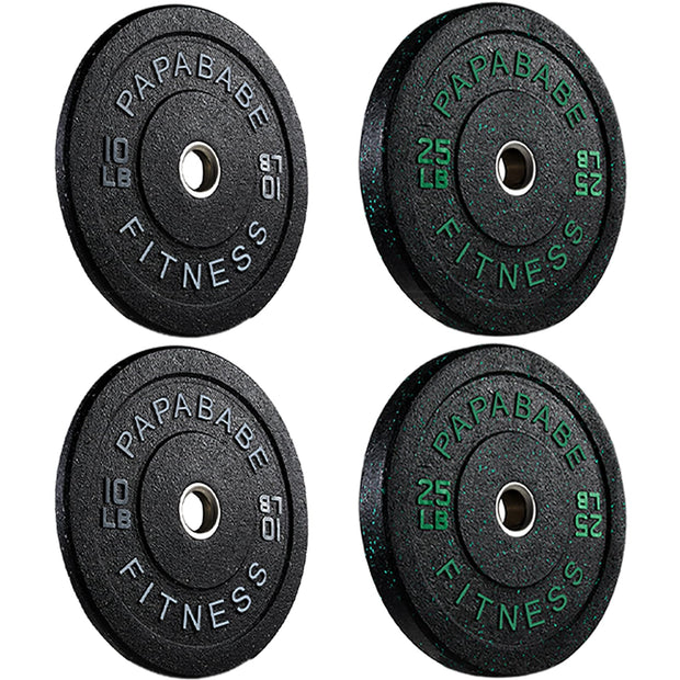 Papababe Weight Plates, 2-Inch Weights Plates Set, Floor Protective Rubber Weight Plates, 10-600lbs Bumper Plates for Barbell Strength Training & Weightlifting (Single/Pair/Full Set)