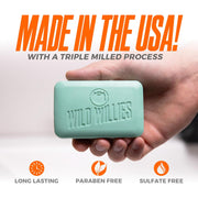Wild Willies Moisturizing Mens Bar Soap - Bath Soaps with Shea Butter for Odor Protection - Natural Body Bar for Men - River Mist Scent, 3 Pack