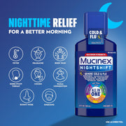 Mucinex Maximum Strength Fast-Max Cold & Flu and Nightshift, All-in-One Multi Symptom Relief Liquid, 6 Fl Oz - 2 Count (Pack of 1)
