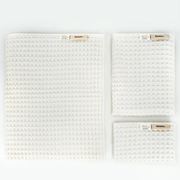 Luxury Japanese Cotton Waffle Bath Towel | Plush, Absorbent, and Quick Dry (Coral Orange, Hand Towel, 32" x 16")