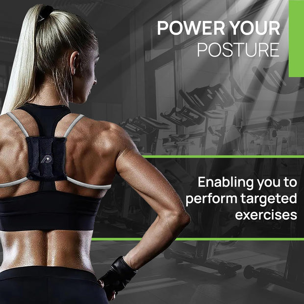 PRIMEKINETIX PostureMedic Dynamic Posture Brace for Neck and Back Support -For Enhanced Shoulder Alignment, Posture Improvement & Stretching- M(Blue)