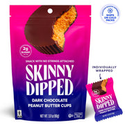 SkinnyDipped Dark Chocolate Peanut Butter Cups, 2g Sugar per Cup, Keto Friendly, Low Carb, Gluten Free, 3.2oz, 4 Pack (24 Cups Total)