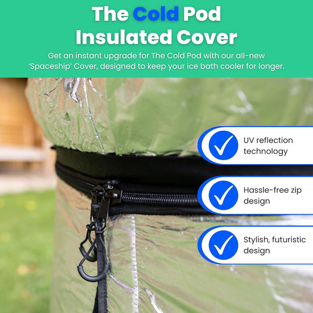 The Cold Pod Insulated Ice Bath Cover,Fits 85Gallons Round Ice Tubs at Diameter of 29.5",Silver UV and Sunlight Reflective Cold Plunge Tub Wrap,All Weather Resistant Protective Lid