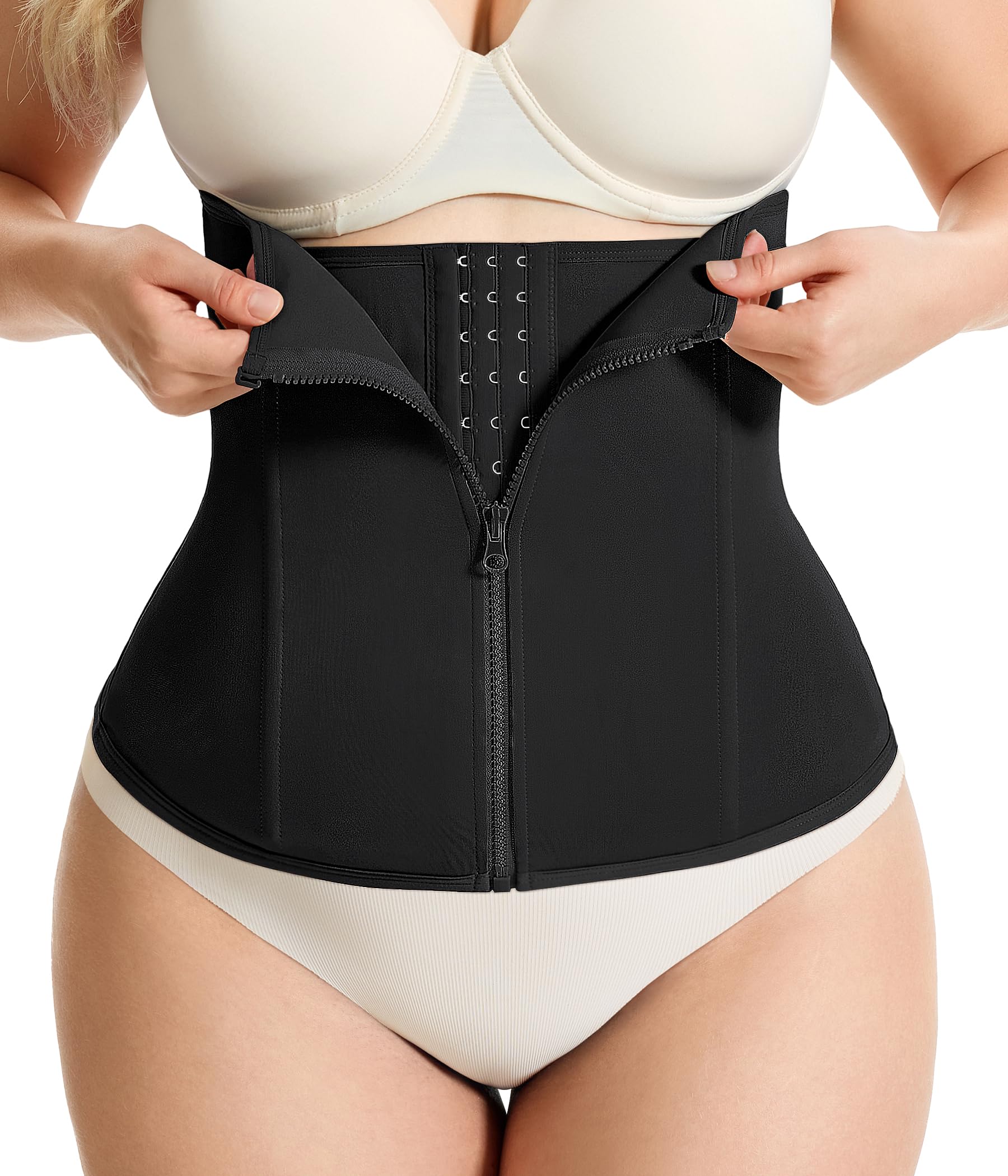 Gotoly Waist Trainer for Women Zipper Corset Shapewear Tummy Control Faja Body Shaper Waist Cincher Workout Girdle