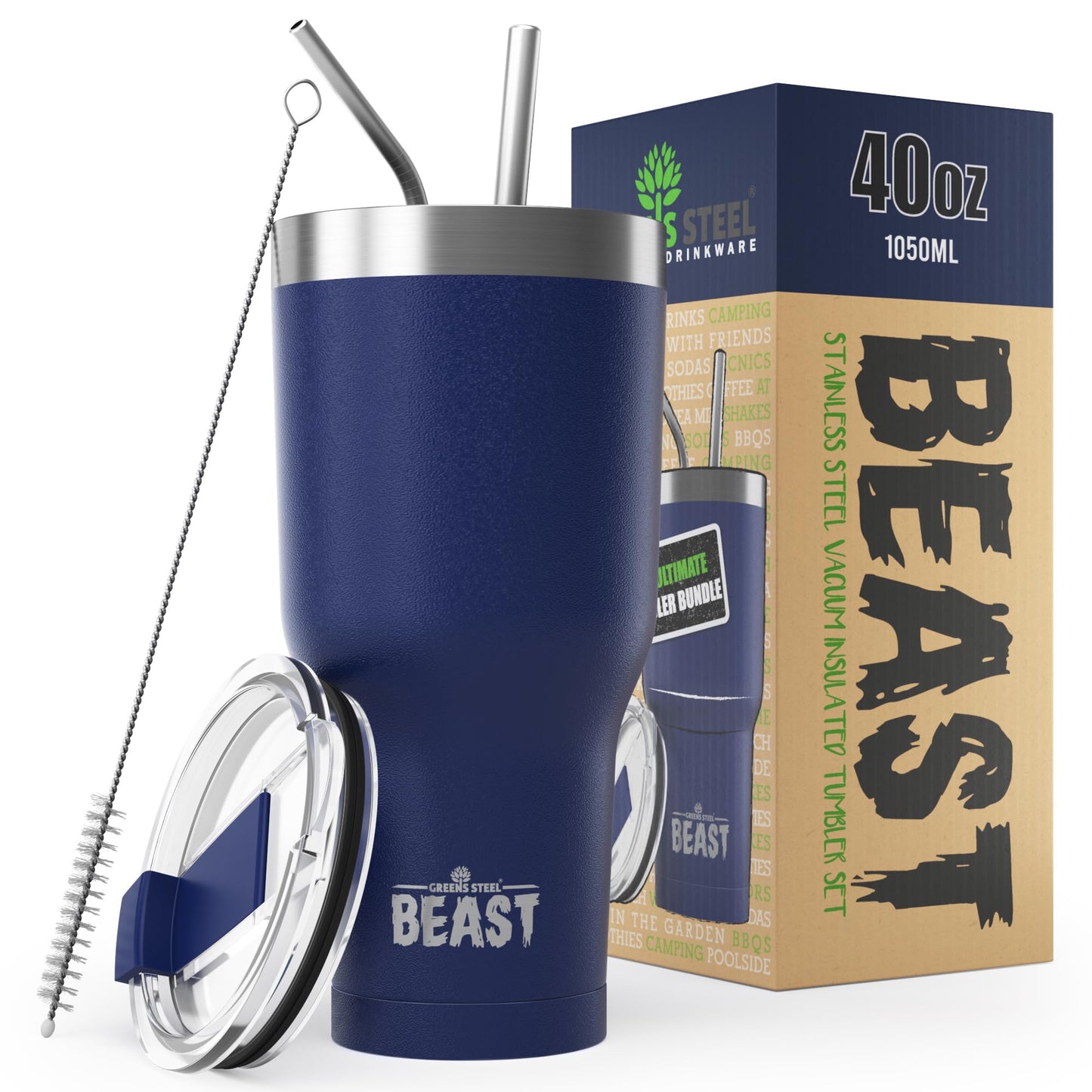 Beast 50 oz Tumbler Stainless Steel Vacuum Insulated Coffee Ice Cup Double Wall Travel Flask (Arctic White)