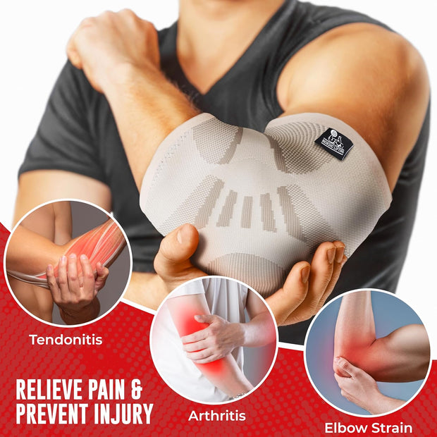Nordic Lifting Elbow Compression Sleeves (1 Pair) – Support for Pain Relief, Tendonitis, Golfer’s & Tennis Elbow Recovery