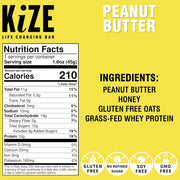 KiZE Energy Bars - Peanut Butter - Gluten Free, Non-GMO, and High Protein Meal Replacement Energy Bars, Clean and Simple Food Ingredients - 10g High Protein Snacks, (10 Count)