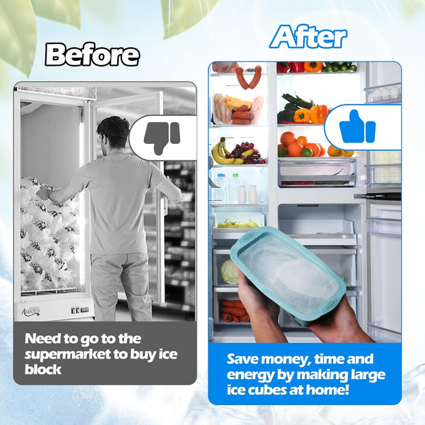 XANGNIER Extra Large Ice Block Mold,4 Pack 9.4lbs Ice Cubes for Cold Plunge or Coolers,Reusable Silicone Ice Molds for Ice Bath Chiller,Big Ice Tray