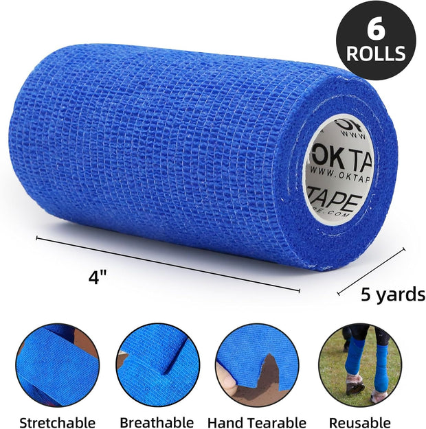 OK TAPE Self Adherent Cohesive Bandages Wrap - 12Packs, 2" x 5 Yards, Non-Woven Self Adhesive Bandage Wrap for Thumb, Finger, Wrist, Ankle, Vet Wrap Bandages Tape (Mixed Colors)