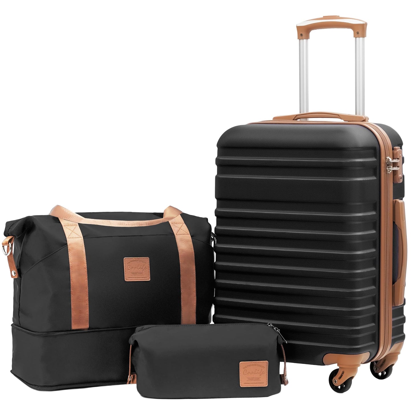 Coolife Suitcase Set 3 Piece Luggage Set Carry On Hardside Luggage with TSA Lock Spinner Wheels (Navy, 5 piece set)