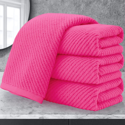 VOOVA & MOVAS Bathroom Hand Towels Set of 4, Large 18"x28" - 100% Cotton | Quick Dry | Light Weight | Thick | Soft | Absorption, Luxury Hand Towels for Showering, Hot Pink Bathroom Decor