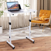 KLSMYHOKI Standing Desk Adjustable Height, Mobile Stand Up Desk with Wheels Small Computer Desk Rolling Desks, Portable Laptop Desk White Standing Table Home Office Desks 16"x31.5" Height 27"-43.5"