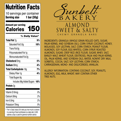 Sunbelt Bakery Almond Sweet & Salty Chewy Granola Bars, 10 Bars In Each Box, No Preservatives (2)
