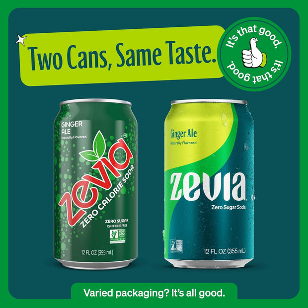 Zevia Zero Calorie Soda, Ginger Ale, 12 Ounce Cans (Pack of 6)