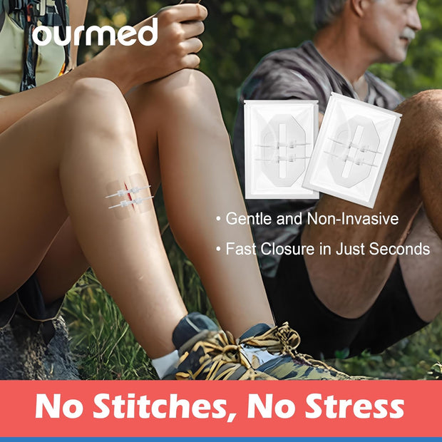 Wound Closure Strips(0.6"x 3.1" - 4 Pcs), Butterfly Bandages for Wound Care, Steri Emergency Laceration Closures Without Stitches for Outdoors Use.