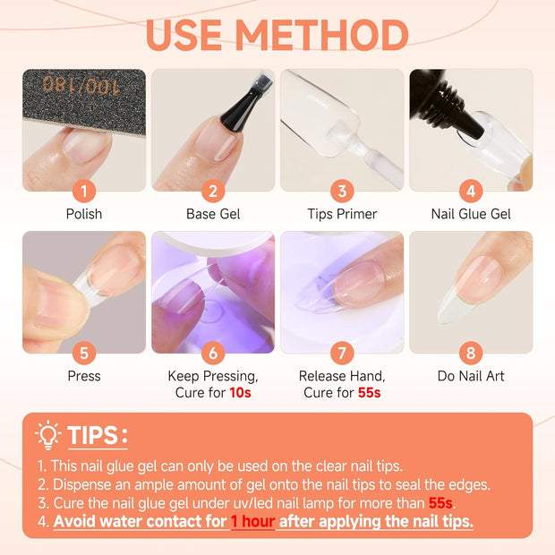 UNA GELLA Solid Nail Glue Gel Soft Gel Nail Tips Glue 15ml Lamp Curing Needed Solid Soak Off Glue Super Strong Nail Glue For Fake Acrylic Nails Extension Press On Nails