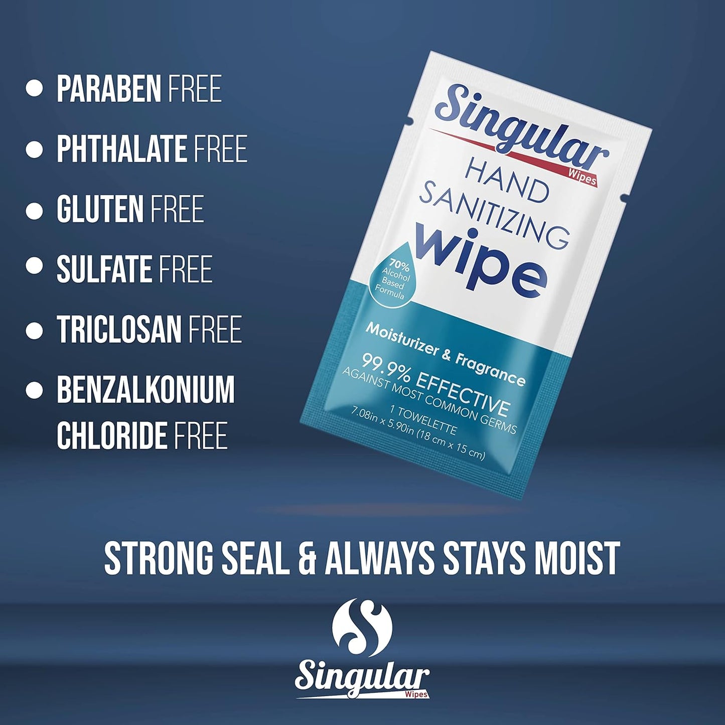 Hand Sanitizing Wipes Travel Size by Singular Wipes – 24ct bag, Individually Wrapped | Fresh Citrus Scent, Moisturizing, 70% Alcohol Wipes | Travel, Office, School, Home | Made in USA