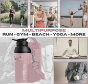 Magnetic Gym Bag for Men Women with magnetic water bottle holder, Gym crossbody bag with strap, gym sling bag with phone pockets, key holder magnetic phone holder, gym essentials, Pink