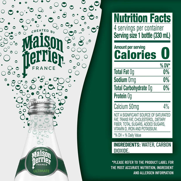 Maison Perrier Ultimate Unflavored Sparkling Water, 4 Pack Glass Bottle 44.632 fl oz