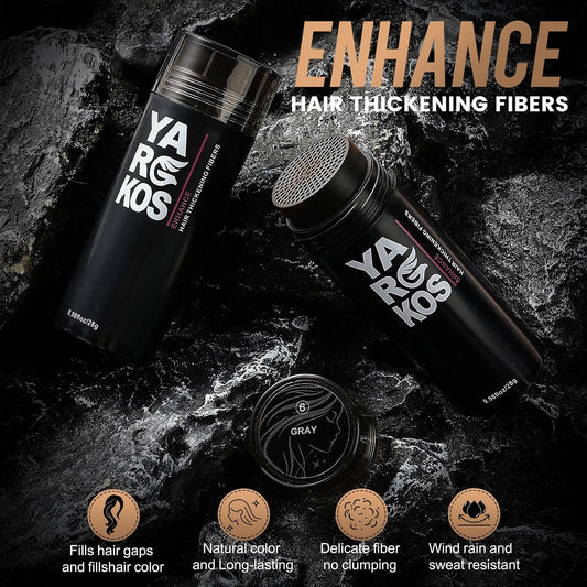 Hair Fibers for Thinning Hair or Fill In Fine, Hair Building Fibers (28g) for Women & Men, Hair Powder for Instantly Thicker, Fuller Looking - GRAY