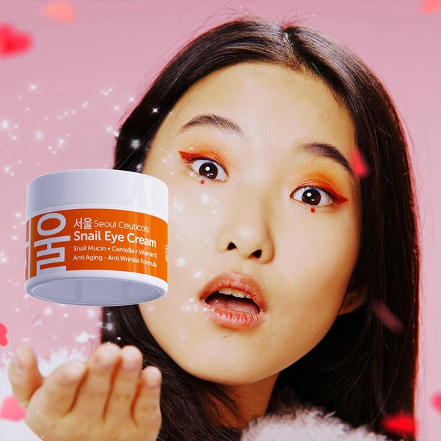 SeoulCeuticals Korean Snail Mucin Eye Cream - 97.5% Snail Filtrate K Beauty Anti Aging Under Eye Anti Wrinkle Eye Treatment Cream 0.5oz