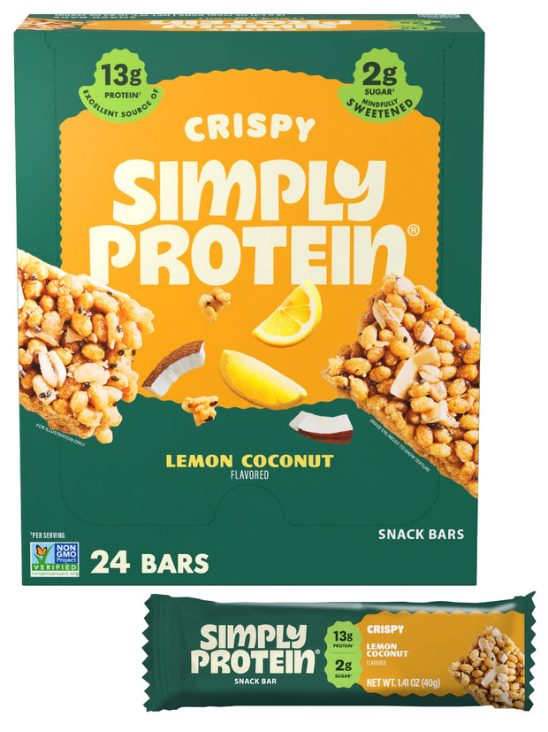 Simply Protein - Crispy Vegan Protein Bars Variety Pack, 3 Flavors - Plant Based, Protein Snacks - 13g Protein, 2g Sugar, 7g Fiber - Gluten Free, Non GMO, Kosher - 12 Bars