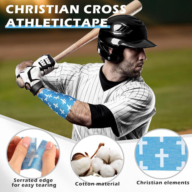 TrelaCo 1 Pcs Wrist Tape Baseball Cross Athletic 2in x 23ft Cotton Cross Wrist Tape Serrated Edges for Fingers Ankles Injury Wrap, Football Baseball Hockey Soccer (White)