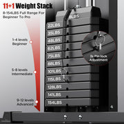 Sportsroyals Home Gym, Workout Equipment, 154LBS Weight Stack, Home Gym Equipment, Exercise Equipment, Multi Home Gym Station, Full Body Strength Training